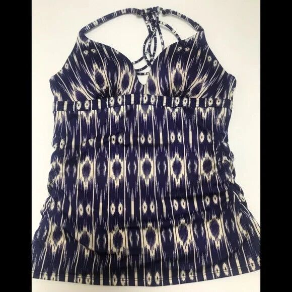 Athleta Auqalux Ikat Print Molded Tankini Purple & Cream Size Small 213100
